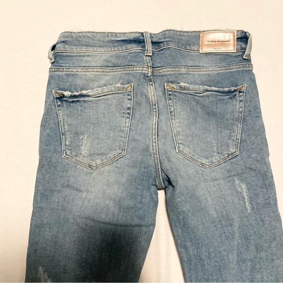 Zara Trafaluc Distressed Blue Jeans Womens Size 4 - Picture 14 of 16